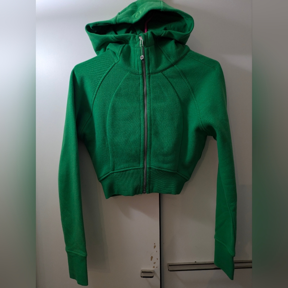 Green punch Lululemon cropped full zip scuba hoodie size 2 perfect condition